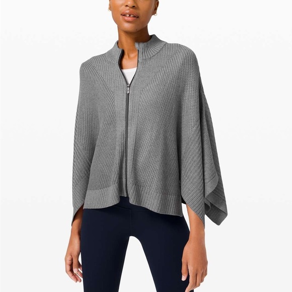 lululemon athletica Sweaters - Lululemon Softer Still Wrap Heathered Asphalt Grey Oversized Poncho XS S